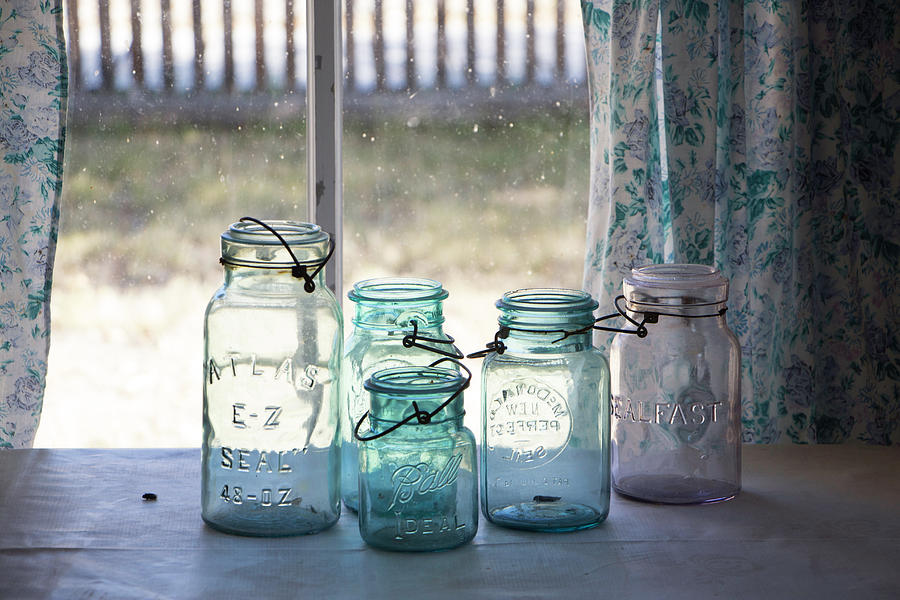 Canning Jars in the Window Photograph by Teresa Wilson