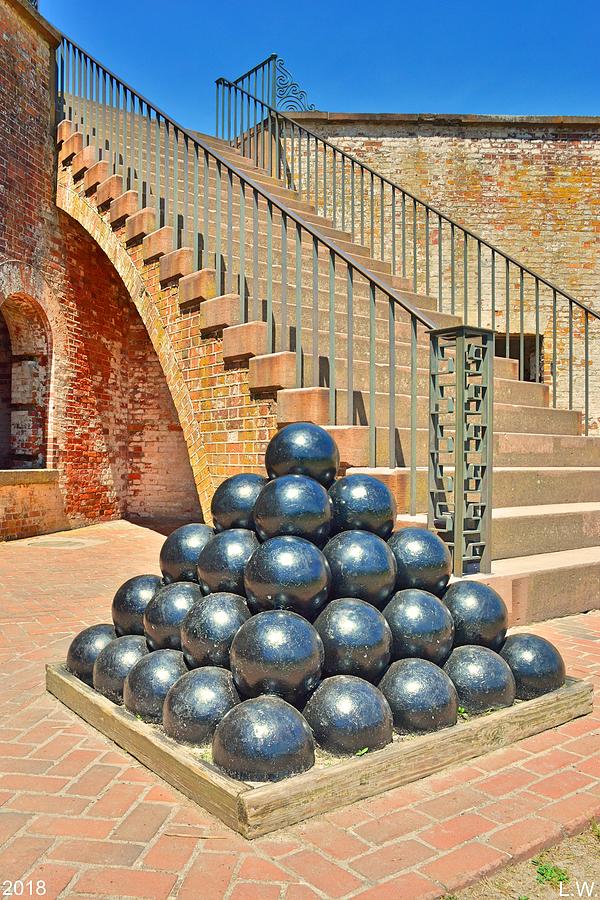Cannon Balls And The Stairs At Fort Macon North Carolina Vertical Photograph by Lisa Wooten