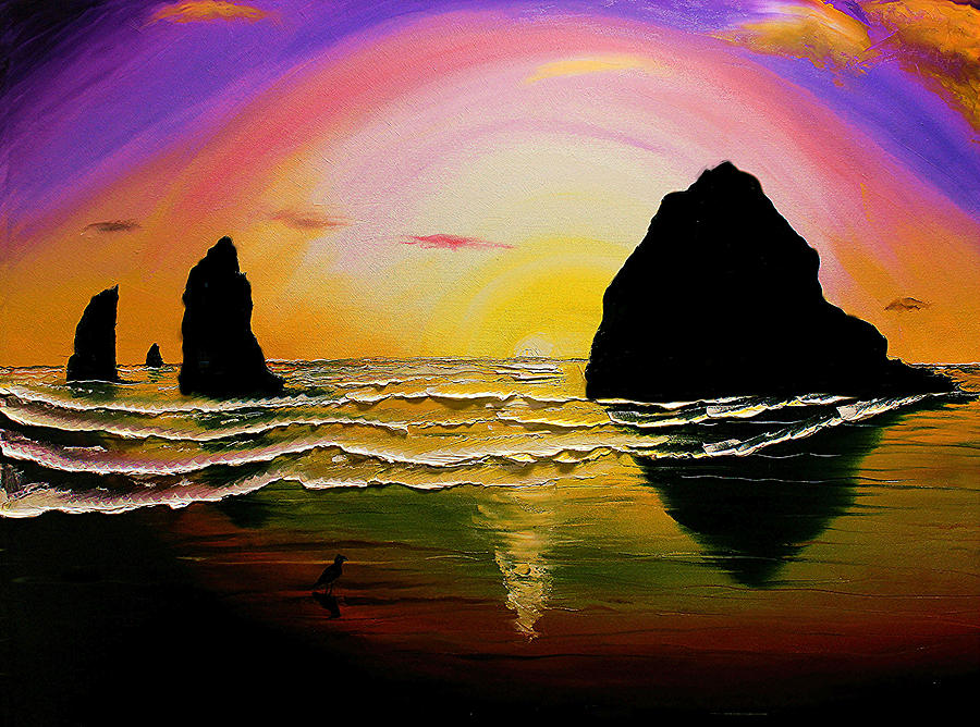 Cannon Beach at Sunset #30 Painting by James Dunbar
