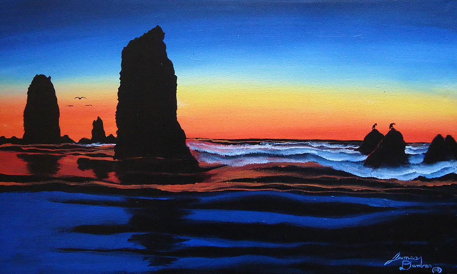 Cannon Beach Blue 1 Painting by James Dunbar