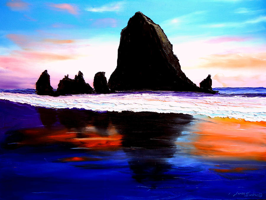 Cannon Beach Hay Stack Rocks #23 Painting by James Dunbar