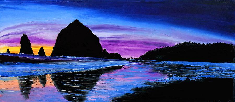 Cannon Beach Haystack Rock Sunset 23 Painting By Dunbar S Local Art Boutique