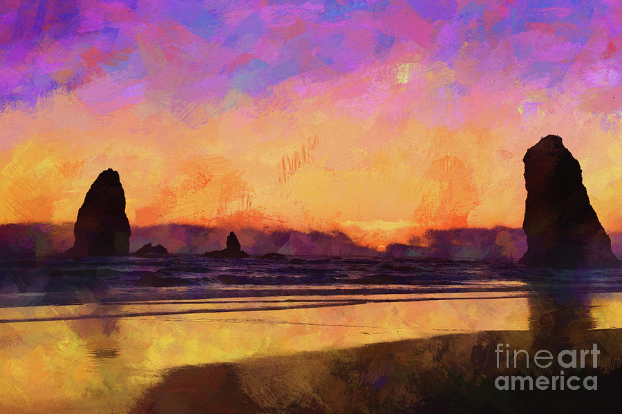 Cannon Beach Impressionistic Sunset Photograph by Scott Cameron