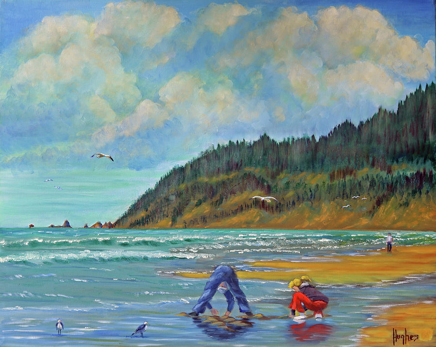 Cannon Beach Kids Painting by Kevin Hughes