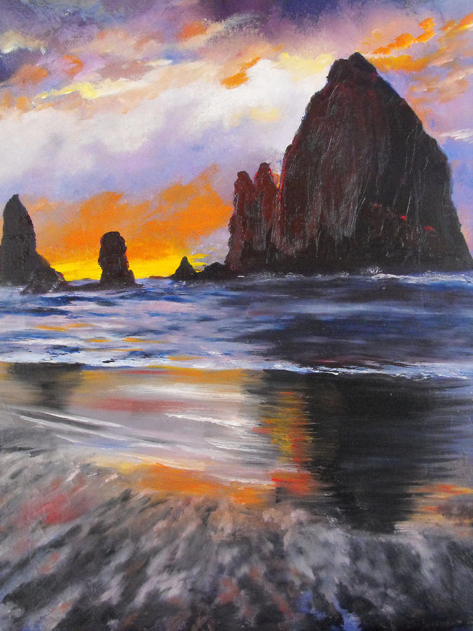 Cannon Beach Sunset Painting by Valerie Curtiss - Fine Art America