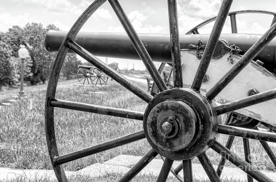 Cannons On The Levee - Bw Photograph