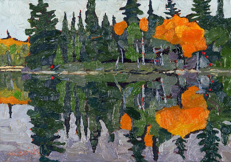 Canoe Lake Autumn Painting by Phil Chadwick