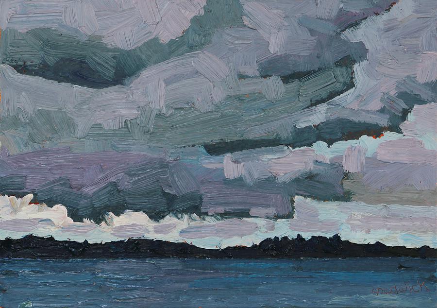 Canoe Lake Rain Clouds Painting by Phil Chadwick
