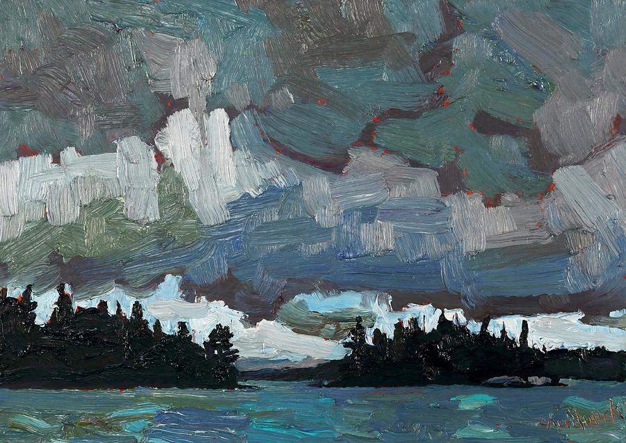 Canoe Lake Rain Painting by Phil Chadwick