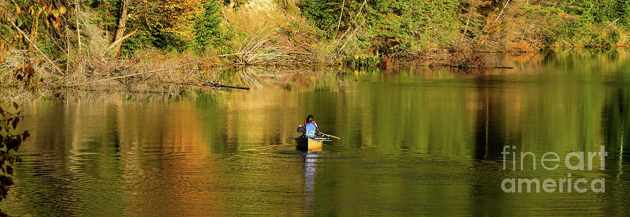 Canoe Paddling In Fall Photograph by Les Palenik