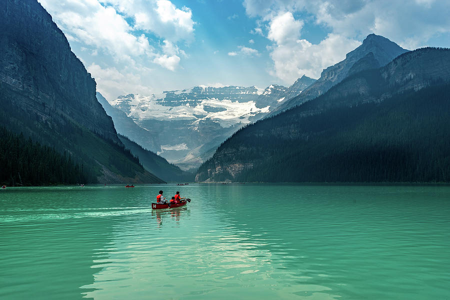 Canoe on Lake Louise Photograph by Gary Posner - Fine Art America