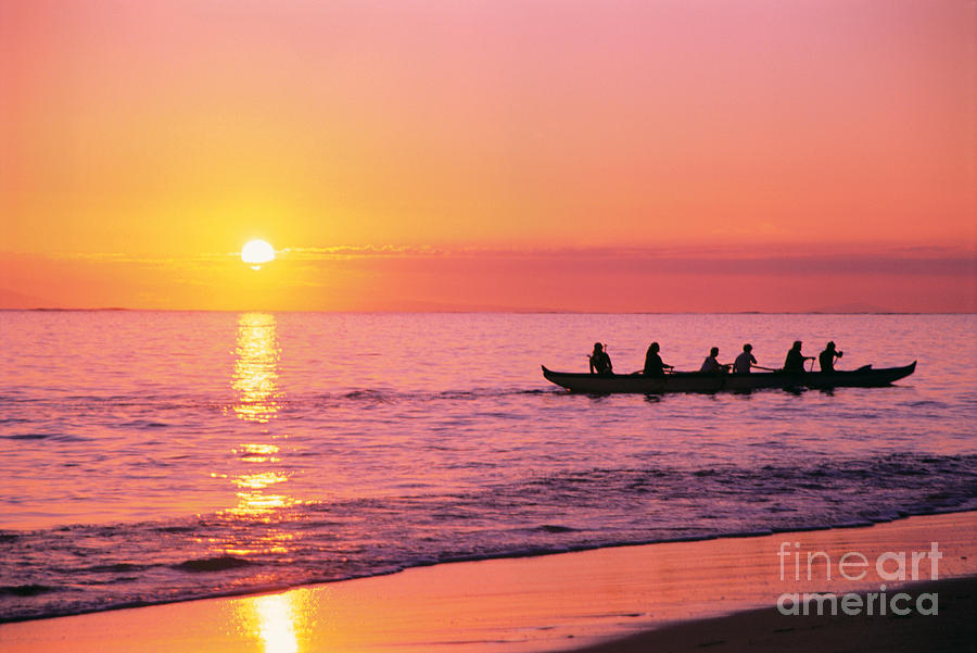 Beach Photograph - Canoe Paddlers by Tomas del Amo - Printscapes