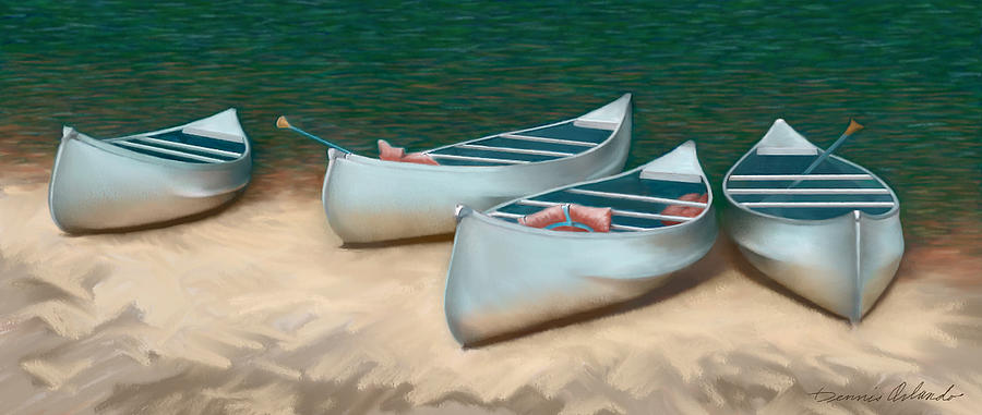 Boat Painting - Canoe Trip at Cedar Water by Dennis Orlando