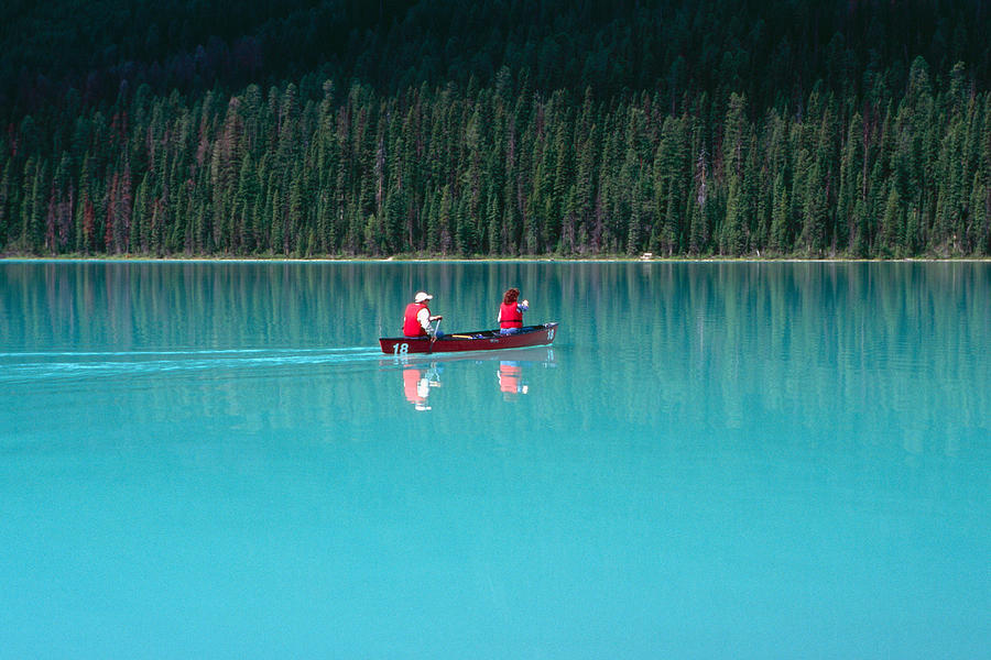 British Columbia Photograph - Canoeing on Emerald Lake by George Oze