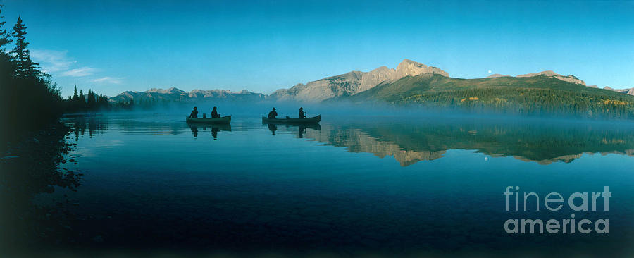 Canoeing On Hector Lake. Alberta, Canada Photograph by Paolo Koch