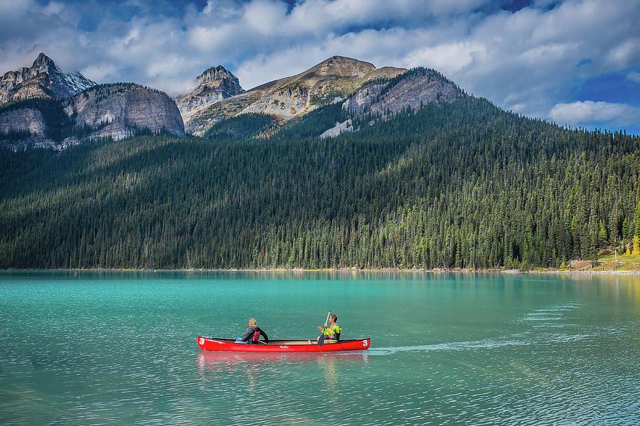 Photographing from a Canoe on Lake Louise, Canada 