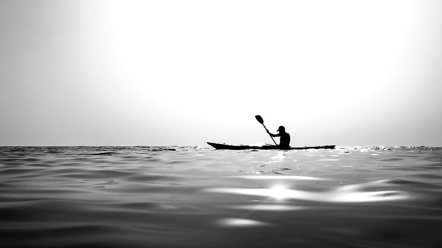 Black And White Photograph - Canoeing - Paola, Italy - Black and white photography by Giuseppe Milo