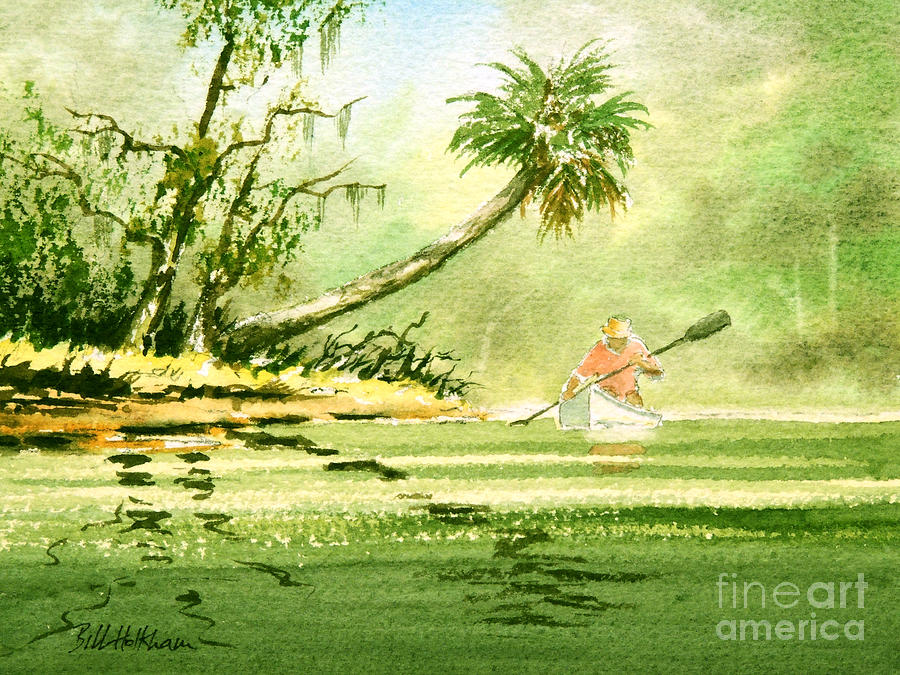 Canoeing The Rivers Of Florida Painting by Bill Holkham