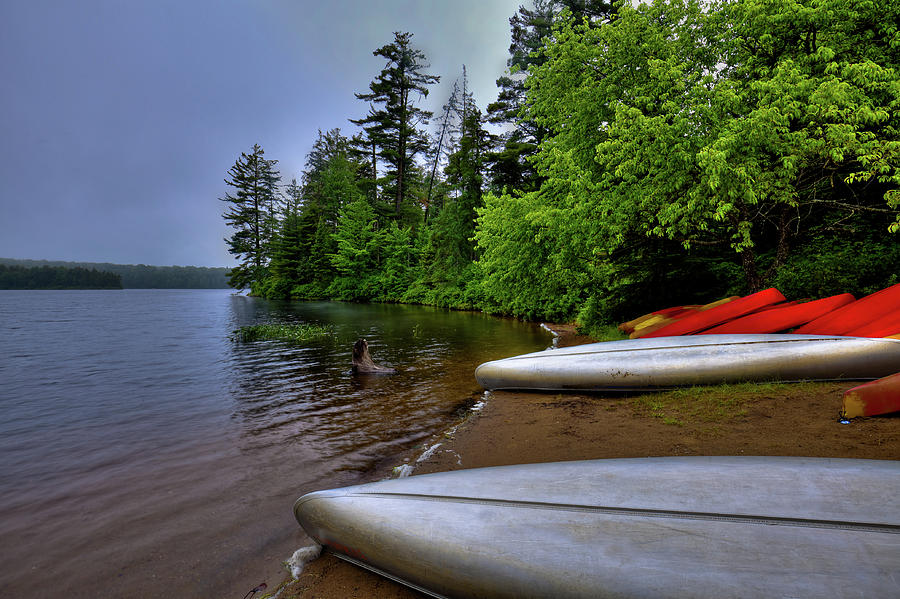 Canoes and Kayaks on Nicks Lake Photograph by David Patterson