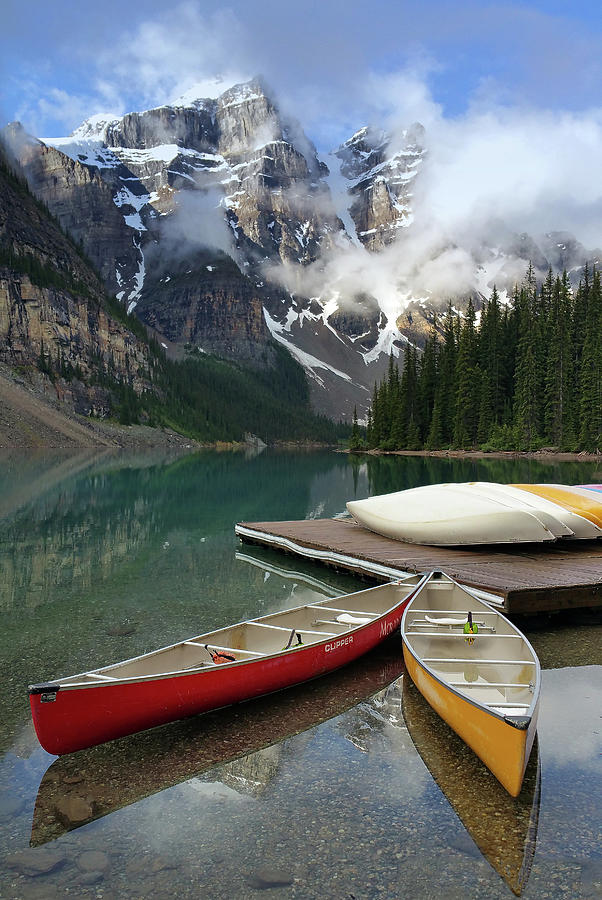 Canoes and Lake Photograph by Art Cole