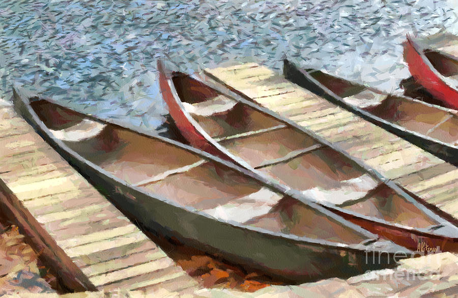 Canoes At Lake Susan Painting by Anne Kitzman