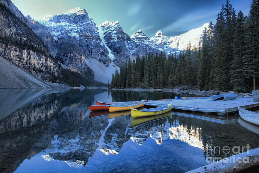 Canoes In Moraine Photograph by Adam Jewell