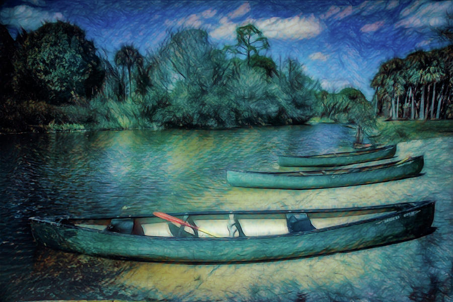 Canoes in the Summer Caribbean Colors Photograph by Debra and Dave Vanderlaan