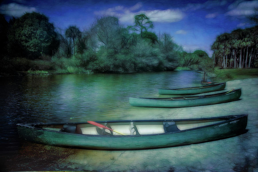 Canoes in the Summer Island Mood Photograph by Debra and Dave Vanderlaan