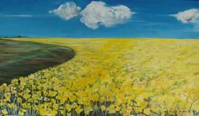Landscape Painting - Canola Field by Eileen Kasprick Landscape Painting - Canola Field by Eileen Kasprick
