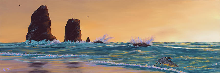 Canon Beach Golden Hour Painting by Michael Scott