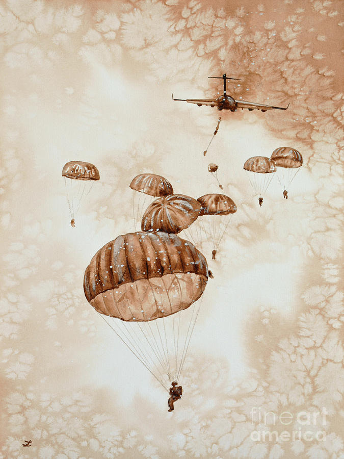 Canopies Over the Drop Zone Painting by Zaira Dzhaubaeva