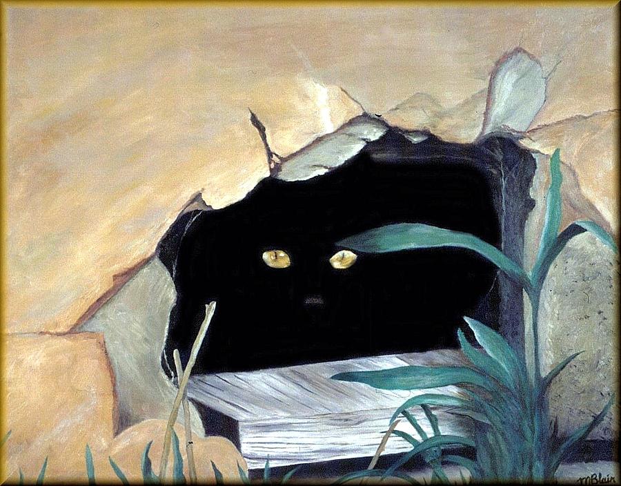 Cats Painting - Cant See Me by Merle Blair Cats Painting - Cant See Me by Merle Blair