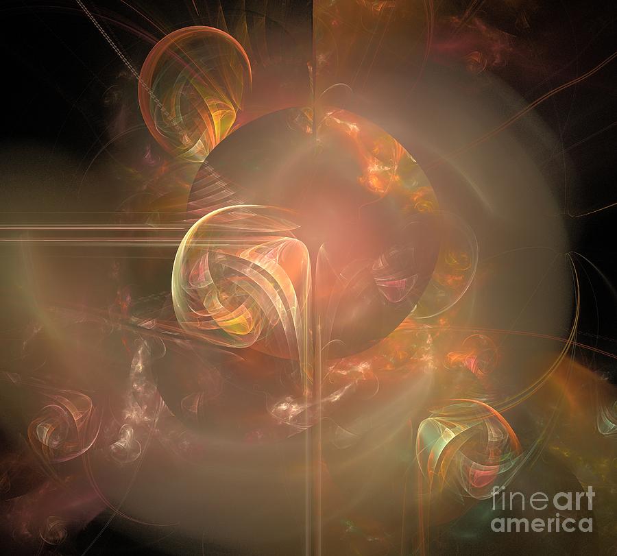 Abstract Digital Art - Cantaloupe Spheres by Kim Sy Ok