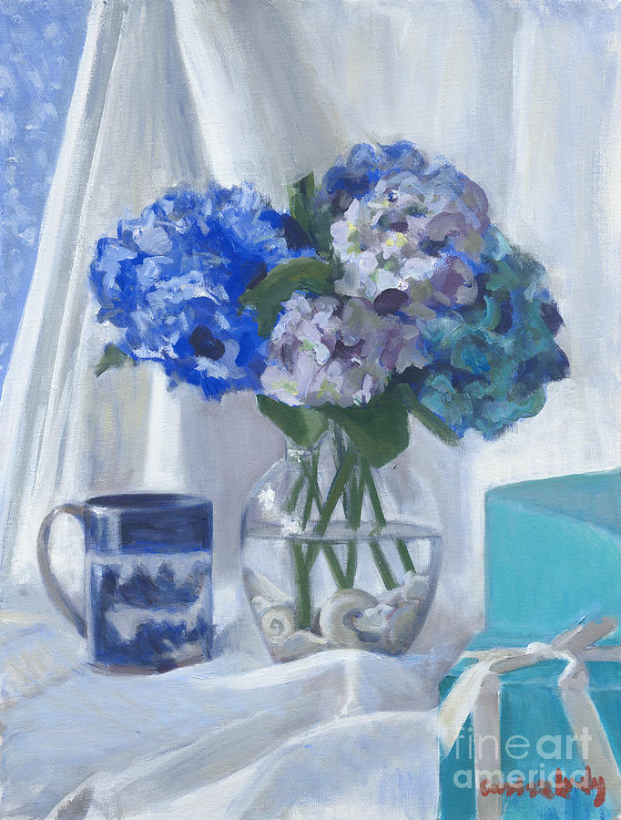 Flower Painting - Canton Hydrangeas and Tiffany by Candace Lovely