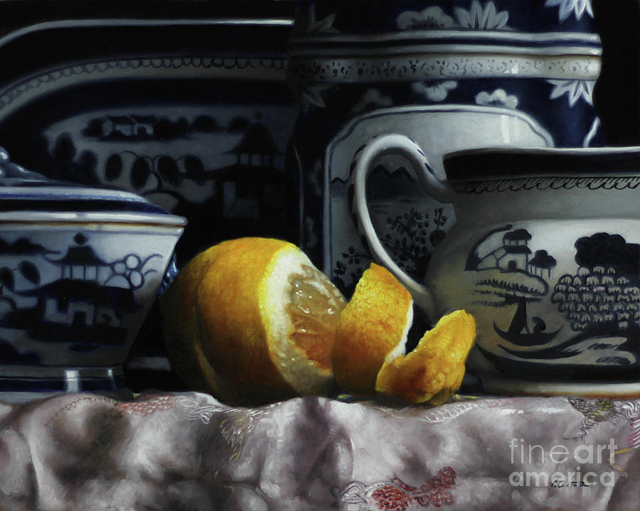 Lemon Painting - Canton/lemon/silk by Lawrence Preston