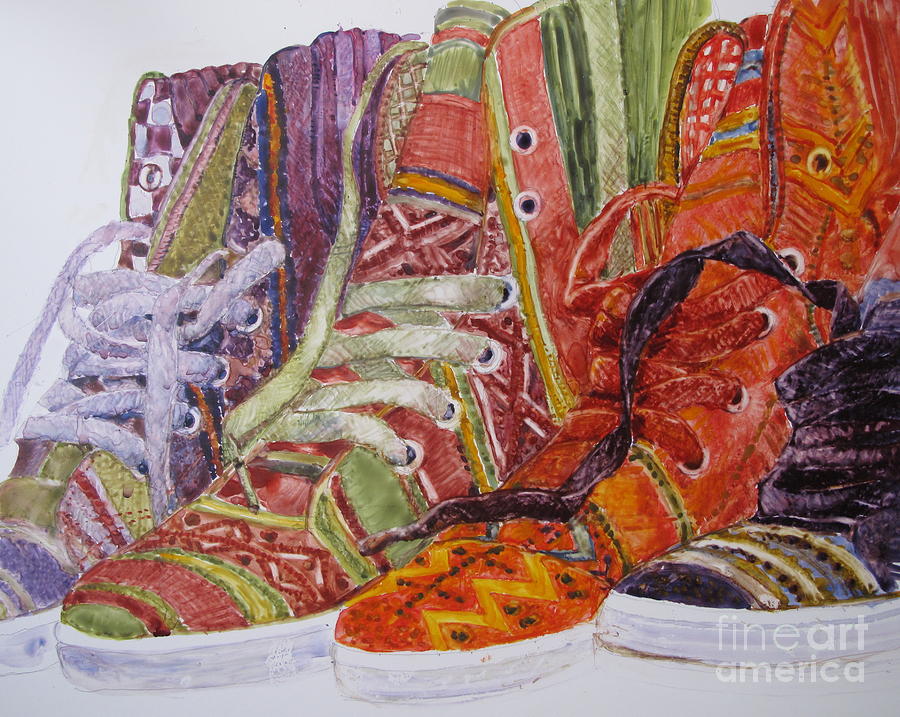 Canvas  Hightops Painting by Louise Peardon