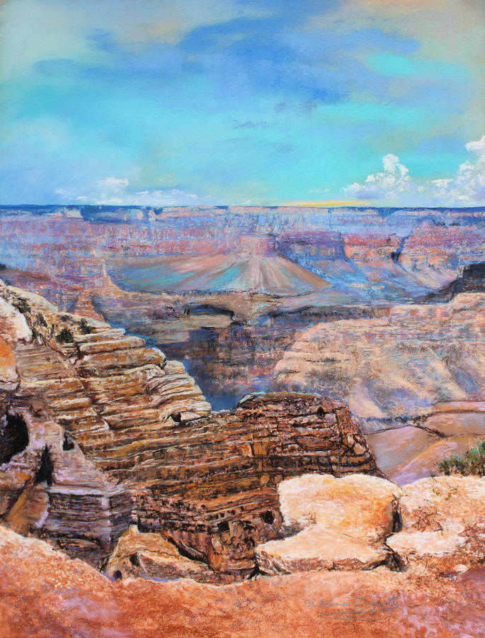 Canyon Blues Painting by M Diane Bonaparte