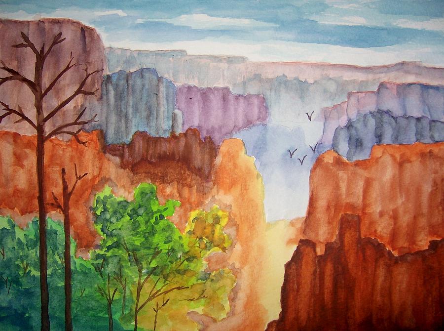 Canyon Contemplation Painting by B Kathleen Fannin