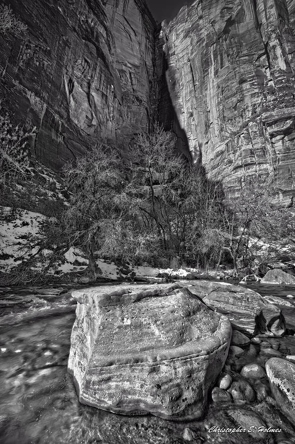 Canyon Corner - BW Photograph by Christopher Holmes