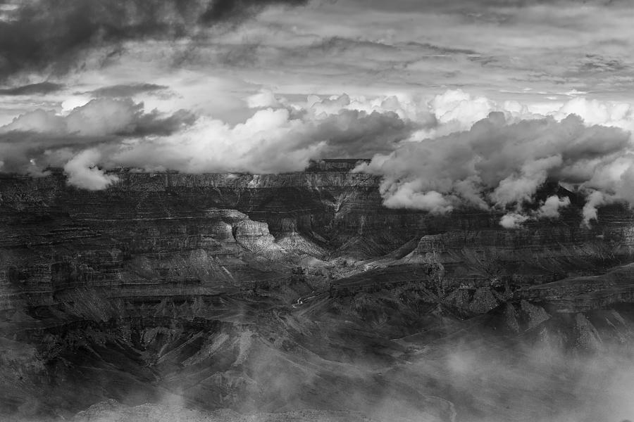 Canyon in Clouds bw Photograph by Belinda Greb