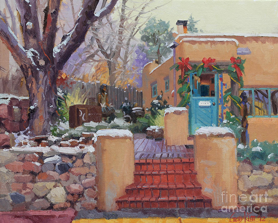 Santa Fe Painting - Canyon Road Christmas by Gary Kim