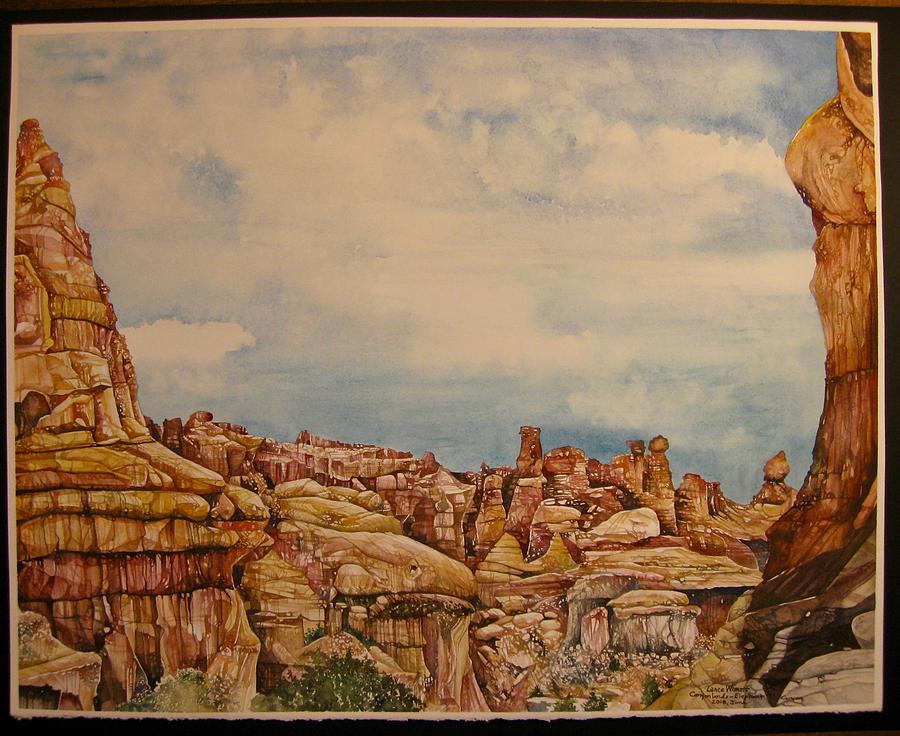 Canyonlands, Elephant Canyon Painting by Lance Wurst