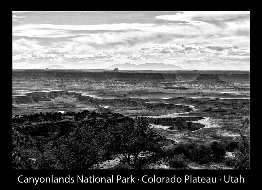 Canyonlands National Park Mixed Media - Canyonlands National Park Utah 04 Text BW Black by Thomas Woolworth