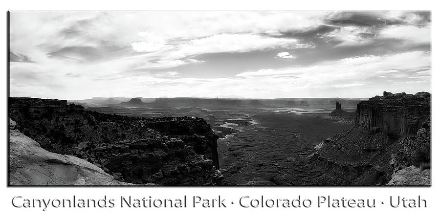 Canyonlands National Park Utah Pan 05 Text BW Mixed Media by Thomas Woolworth