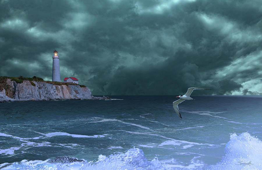 Cap-des-Rosiers Lighthouse Digital Art by M Spadecaller