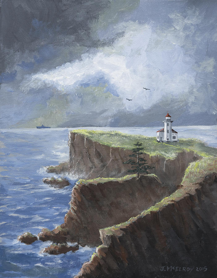 Lighthouse Painting - Cape Arago Lighthouse by Jerry McElroy