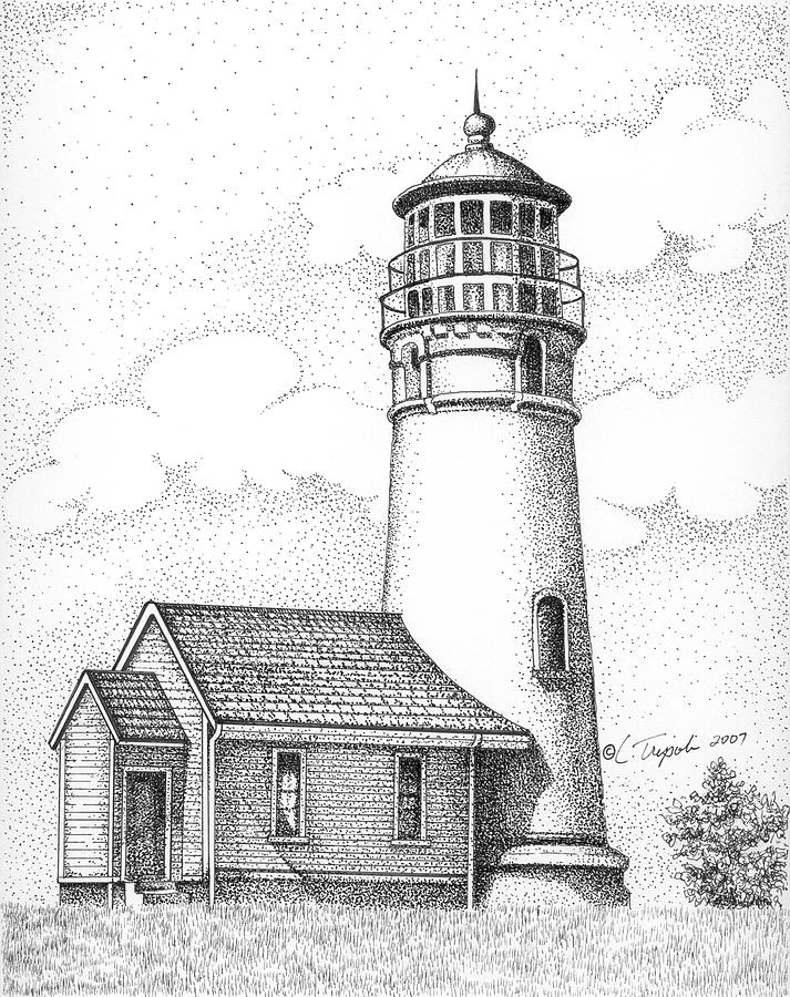 Cape Blanco Lighthouse Drawing by Lawrence Tripoli