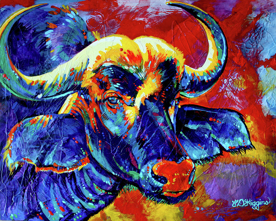 Wildlife Painting - Cape Buffalo Bull by Derrick Higgins