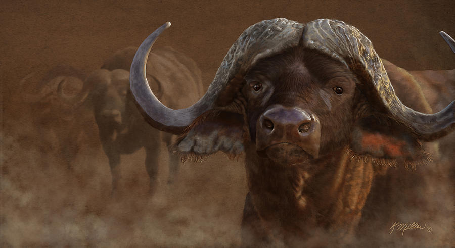 Cape Buffalo Painting by Kathie Miller