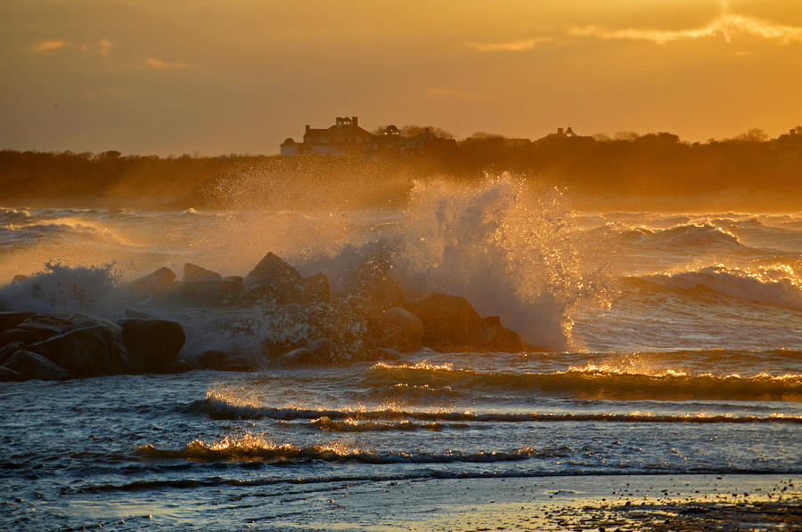 Cape Cod Bay - Heavy Surf - Sunrise Photograph by Dianne Cowen Cape Cod Photography